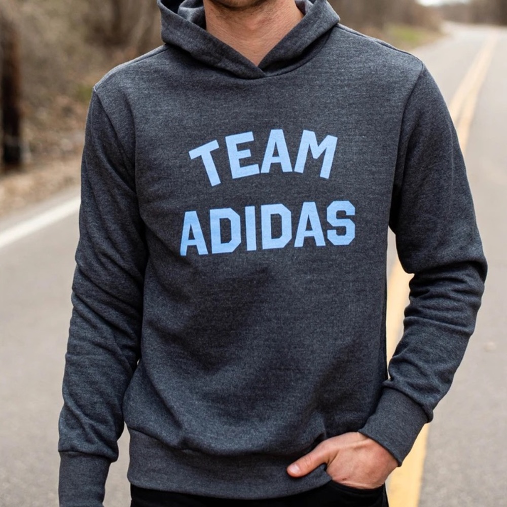🆕 Adidas Team Performance Snug fit blue Logo Pullover Hoodie